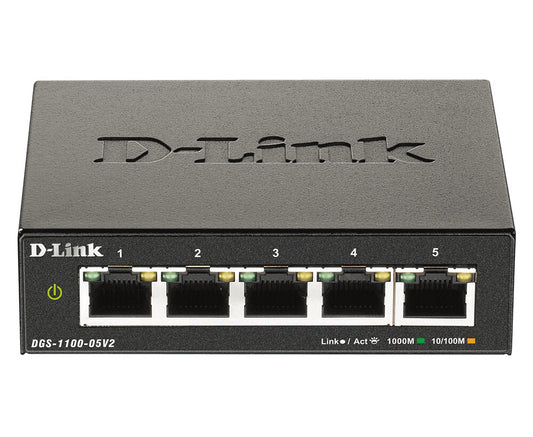 D-Link DGS-1100-05V2 network switch Smart Managed, L2, Gigabit Ethernet (10/100/1000) Black