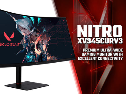 Acer Nitro XV5 Nitro XV345CURV3 34" WQHD (3440x1440) 180Hz FreeSync USB-C Curved Gaming Monitor