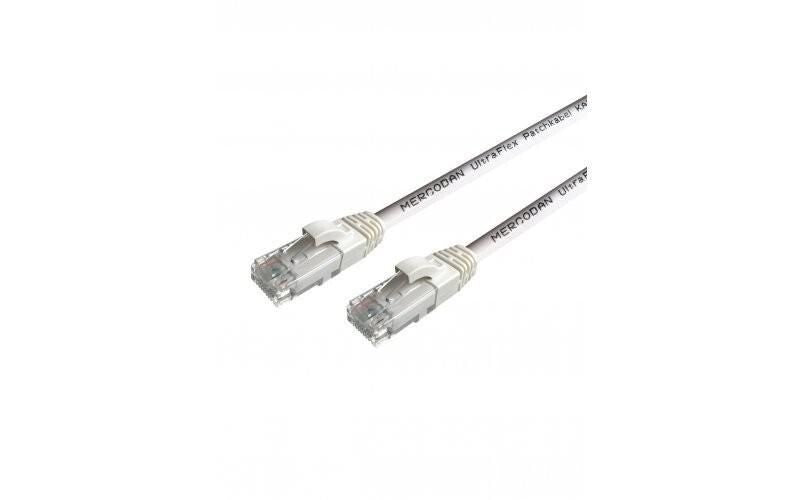 Mercodan UltraFlex Patchkabel KAT6 UTP, 3,0m, Hvid, LSZH Halogenfri, AWG26, kobber, FLUKE testet networking cable White 3 m Cat6 U/UTP (UTP) Round