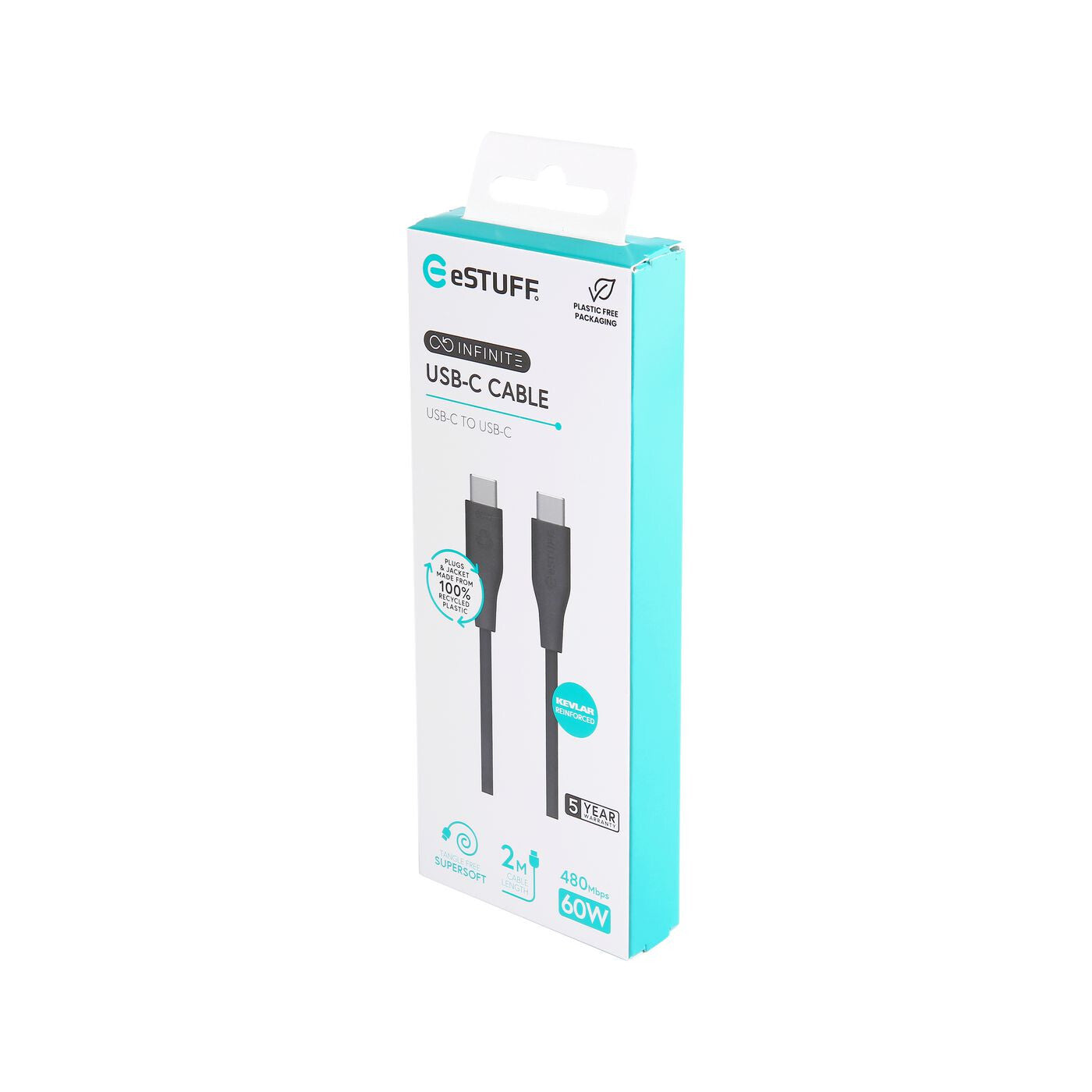 eSTUFF ES604280 USB cable USB 2.0 2 m USB C 60 W Black