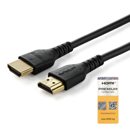 StarTech.com 5ft (1.5m) Slim HDMI 2.0 Cable, Flexible Premium Certified HDMI Cord with Ethernet, UHD 4K 60Hz HDR10, Durable Aramid Fiber Design with TPE Jacket