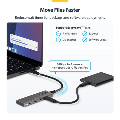 StarTech.com 4-Port USB-C Hub, 10Gbps, 100W PD Charging, 4x USB-C Ports, Overcurrent Protection, PCR Aluminum, For MacBook / Dell / ThinkPad / HP / iPad / Tablet