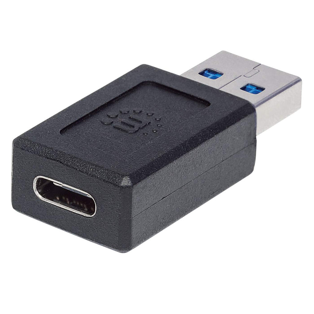 Manhattan USB-C Female to USB-A Male Adapter, USB 3.2 Gen 2 (formerly USB 3.1 Gen 2), 10 Gbps, SuperSpeed+ USB, Black, Lifetime Warranty