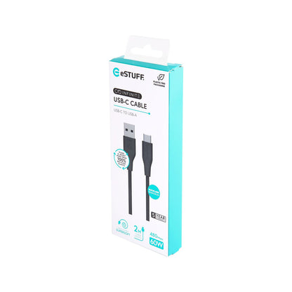 eSTUFF ES605280 USB cable USB 2.0 2 m USB C USB A 60 W Black
