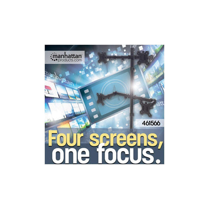 Manhattan Quad Desk Mount for TV & Monitors, For screens 10" to 27", Stand or Clamp Assembly, VESA compatibility: 75x75 and 100x100mm - check the dimensions of the four mounting holes on back of screen to ensure it fits, Max 8kg (each), Black, Bracket