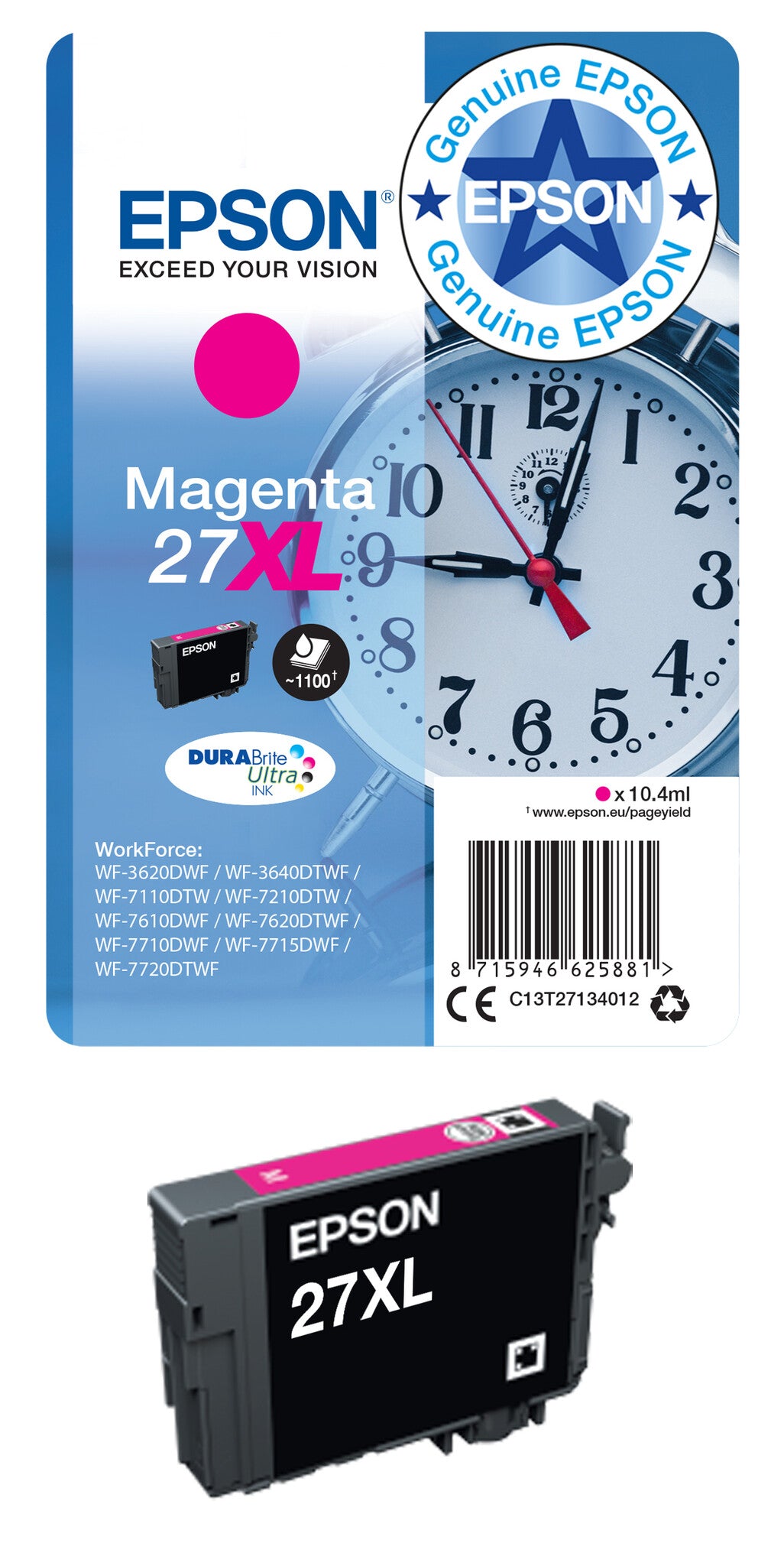 Epson Alarm clock Singlepack Black 27 DURABrite Ultra Ink