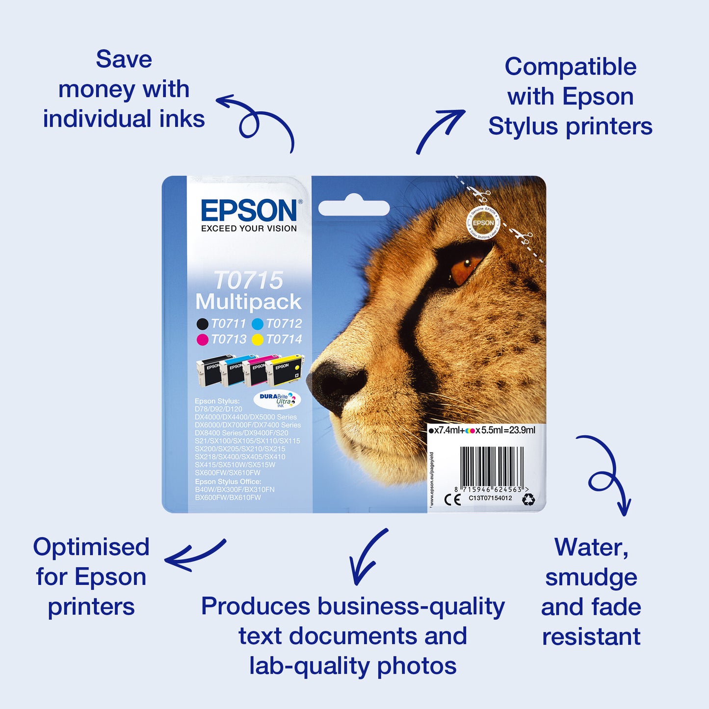 Epson Singlepack Magenta T0713 DURABrite Ultra Ink
