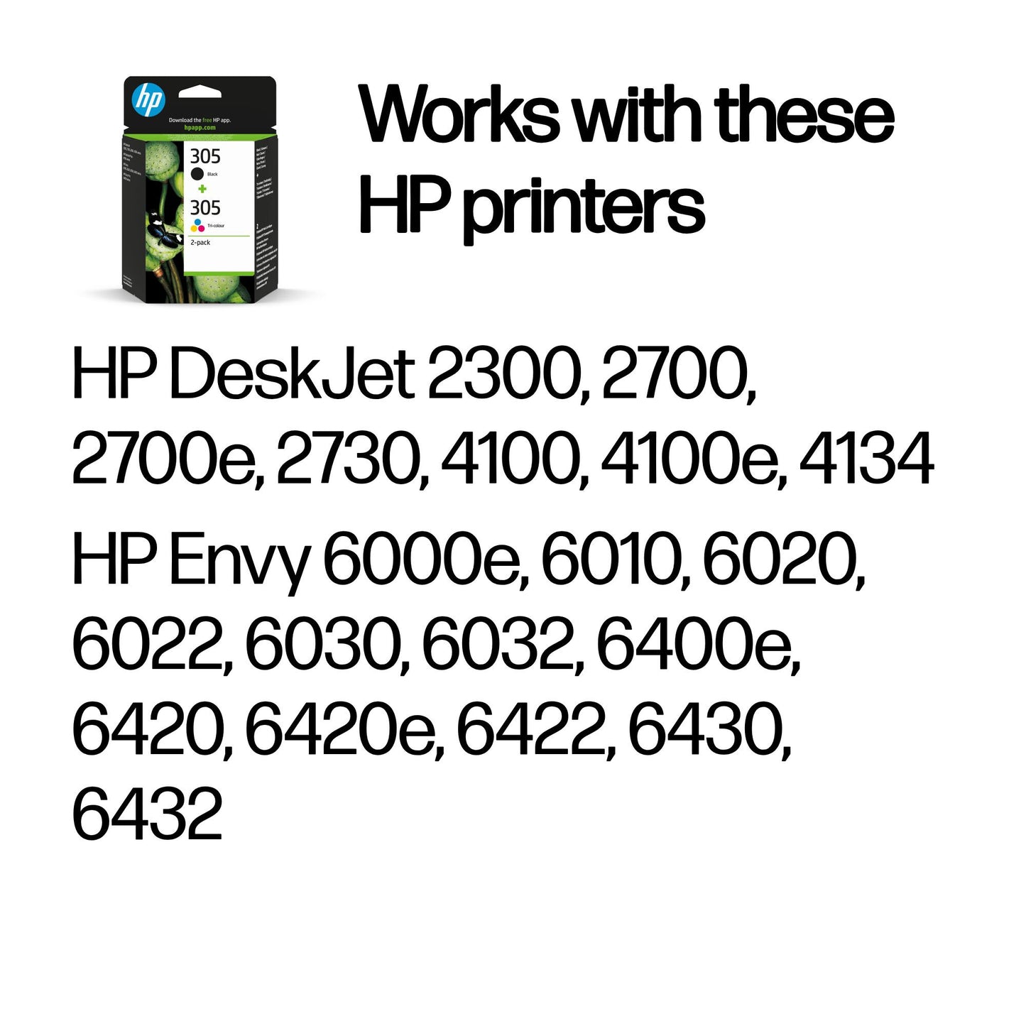 HP 305 2-Pack Tri-color/Black Original Ink Cartridge