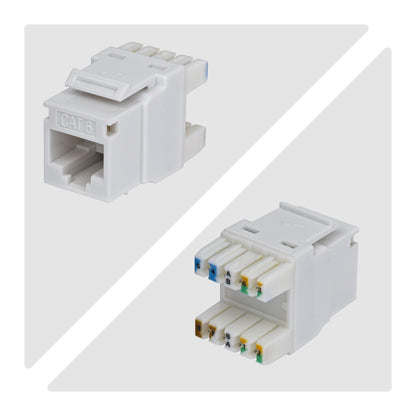 StarTech.com Cat6 Keystone Jack, 24-Pack RJ45 Ethernet Keystone Jacks, UTP Cat6 Wall Jack, 180-Degree 110 Punch Down, White