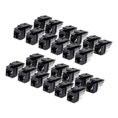 StarTech.com Cat6 Keystone Jack, 24-Pack RJ45 Ethernet Keystone Jacks, UTP Cat6 Wall Jack, 90-Degree 110 Punch Down, Black