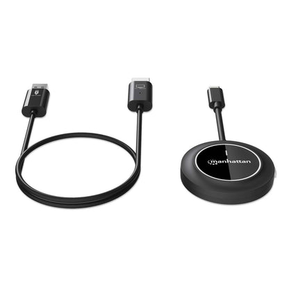 Manhattan 1080p Wireless HDMI Display Presentation Kit, 2-Piece Set with HDMI Receiver and USB-C Transmitter Dongle to Wirelessly Display a Video Signal from a Laptop/Tablet/Smartphone on an HDMI TV or Projector, Black