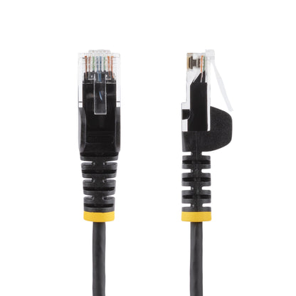 StarTech.com 10m Black Slim CAT6 Ethernet Cable, Snagless, 100W PoE, UTP, LSZH, 28AWG Pure Bare Copper Wire, Slim RJ45 Network Patch Cord w/Strain Reliefs, Individually Tested