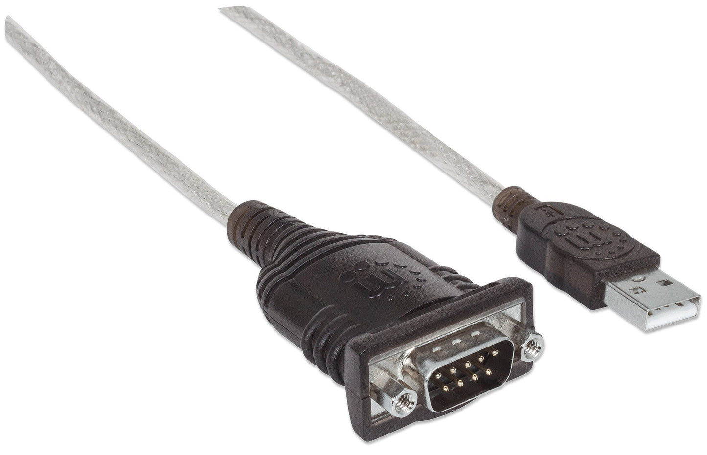 Manhattan USB-A to Serial Converter cable, 45cm, Male to Male, Serial/RS232/COM/DB9, FTDI FT232RL Chip, Windows 11 compatible (plus previous o/s), Black/Silver cable, Three Years Warranty, Equivalent to ICUSB2321F.