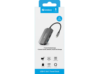 Sandberg USB-C 6in1 Travel Dock