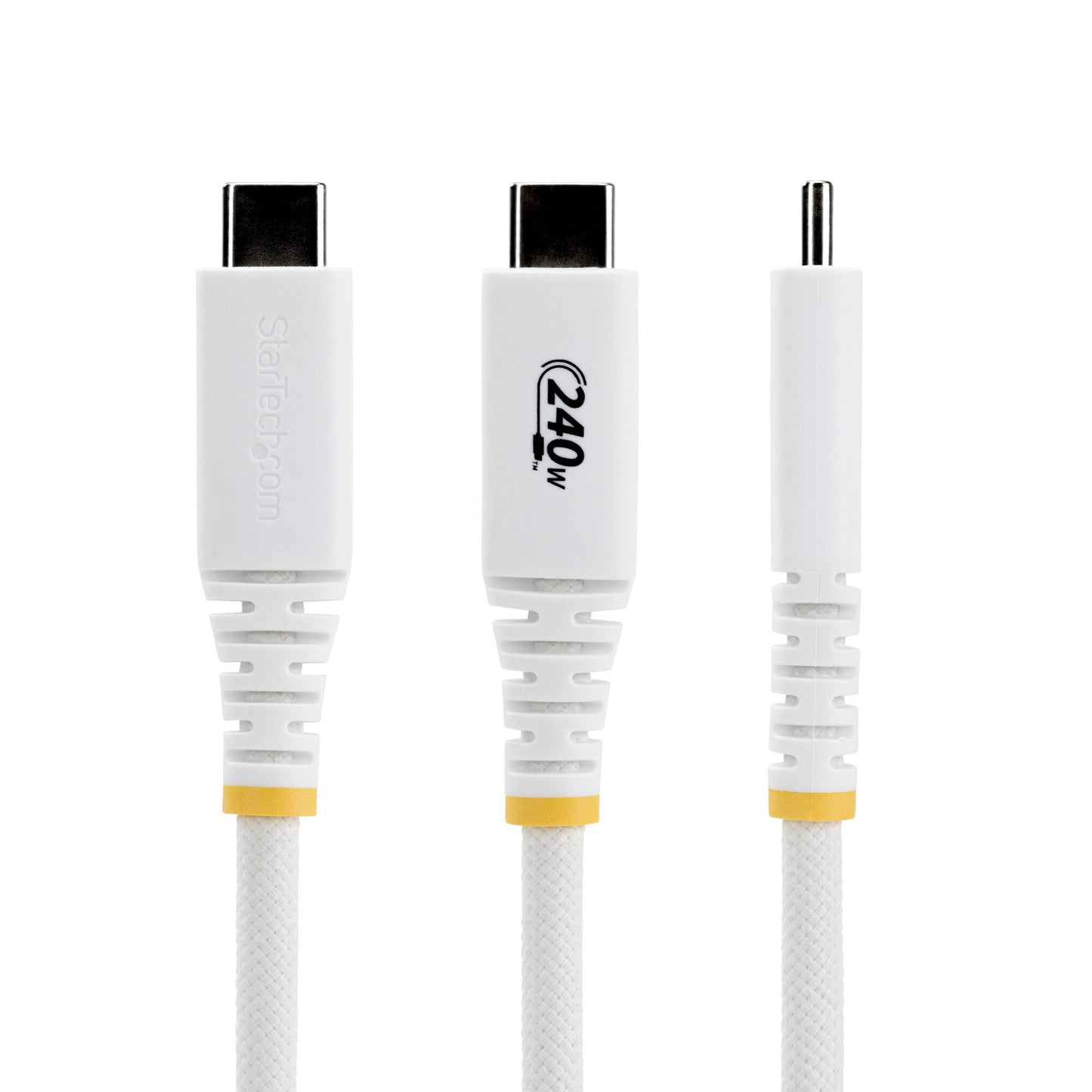 StarTech.com 1m (3ft) USB-C Charging Cable, Durable and Ultra-Flexible, 240W (5A) PD EPR, USB 2.0 Laptop Charger Cable, USB-IF Certified, Rugged USB-C Charging Cord - White