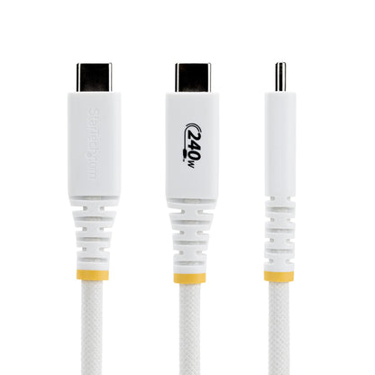 StarTech.com 1m (3ft) USB-C Charging Cable, Durable and Ultra-Flexible, 240W (5A) PD EPR, USB 2.0 Laptop Charger Cable, USB-IF Certified, Rugged USB-C Charging Cord - White