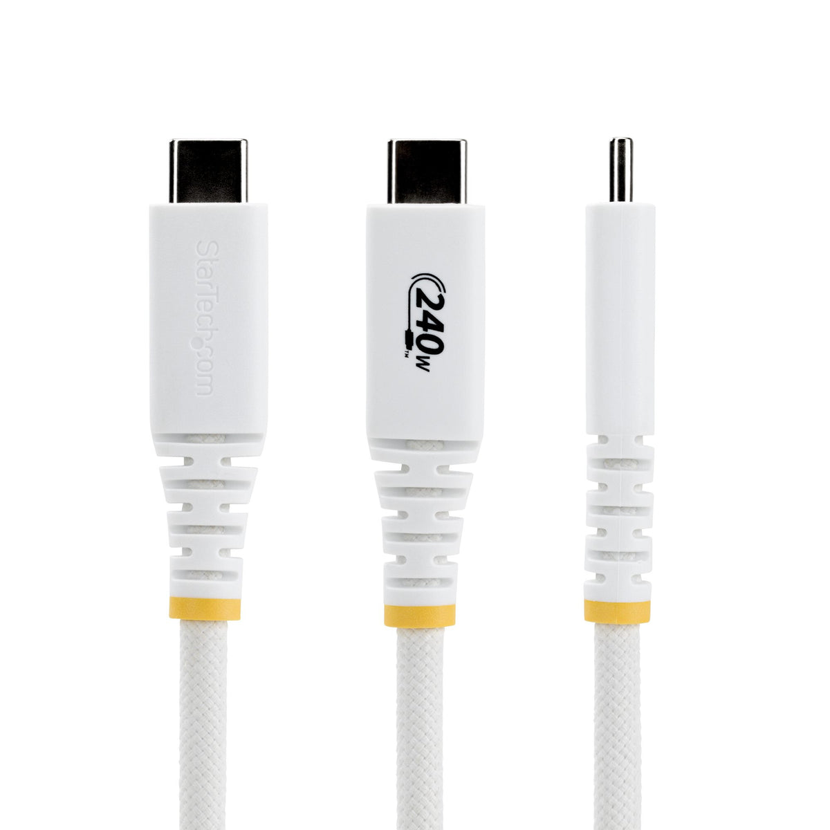 StarTech.com 2m (6ft) USB-C Charging Cable, Durable and Ultra-Flexible, 240W (5A) PD EPR, USB 2.0 Laptop Charger Cable, USB-IF Certified, Rugged USB-C Charging Cord - White
