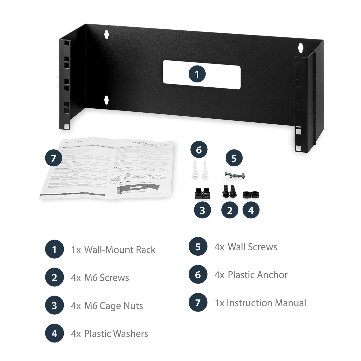 StarTech.com 4U Hinged Wall Mount Patch Panel Bracket - 6 inch Deep - 19" Patch Panel Swing Rack for Shallow Network Equipment- 33lbs