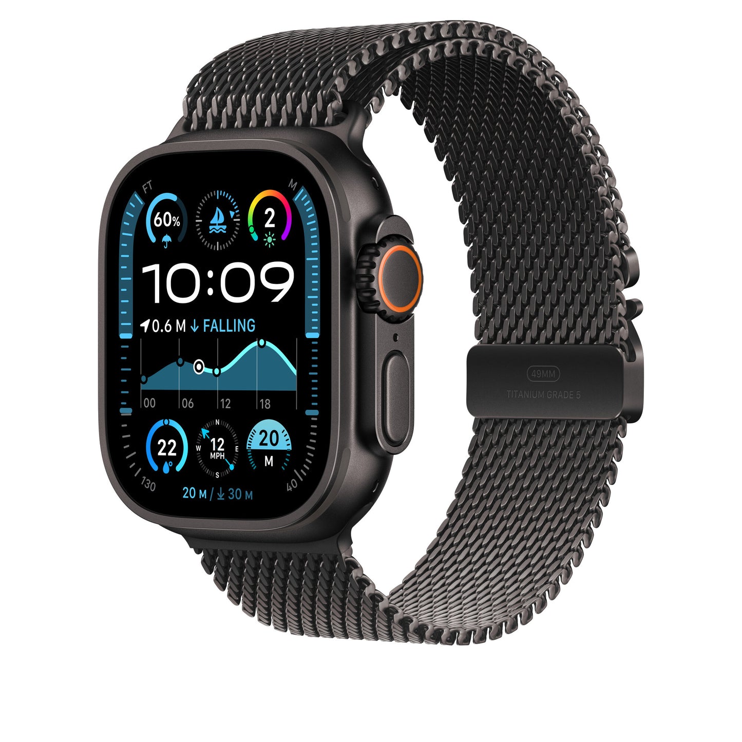 Apple 49mm Black Titanium Milanese Loop - Medium