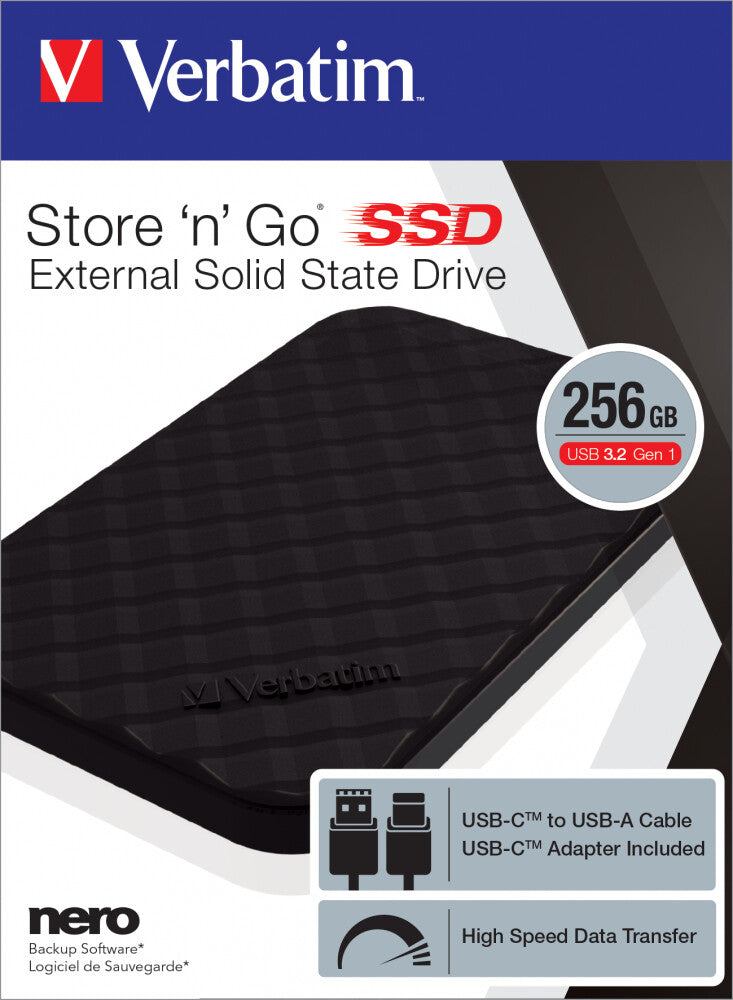 Verbatim Store 'n' Go Portable SSD USB 3.2 GEN 1 256GB
