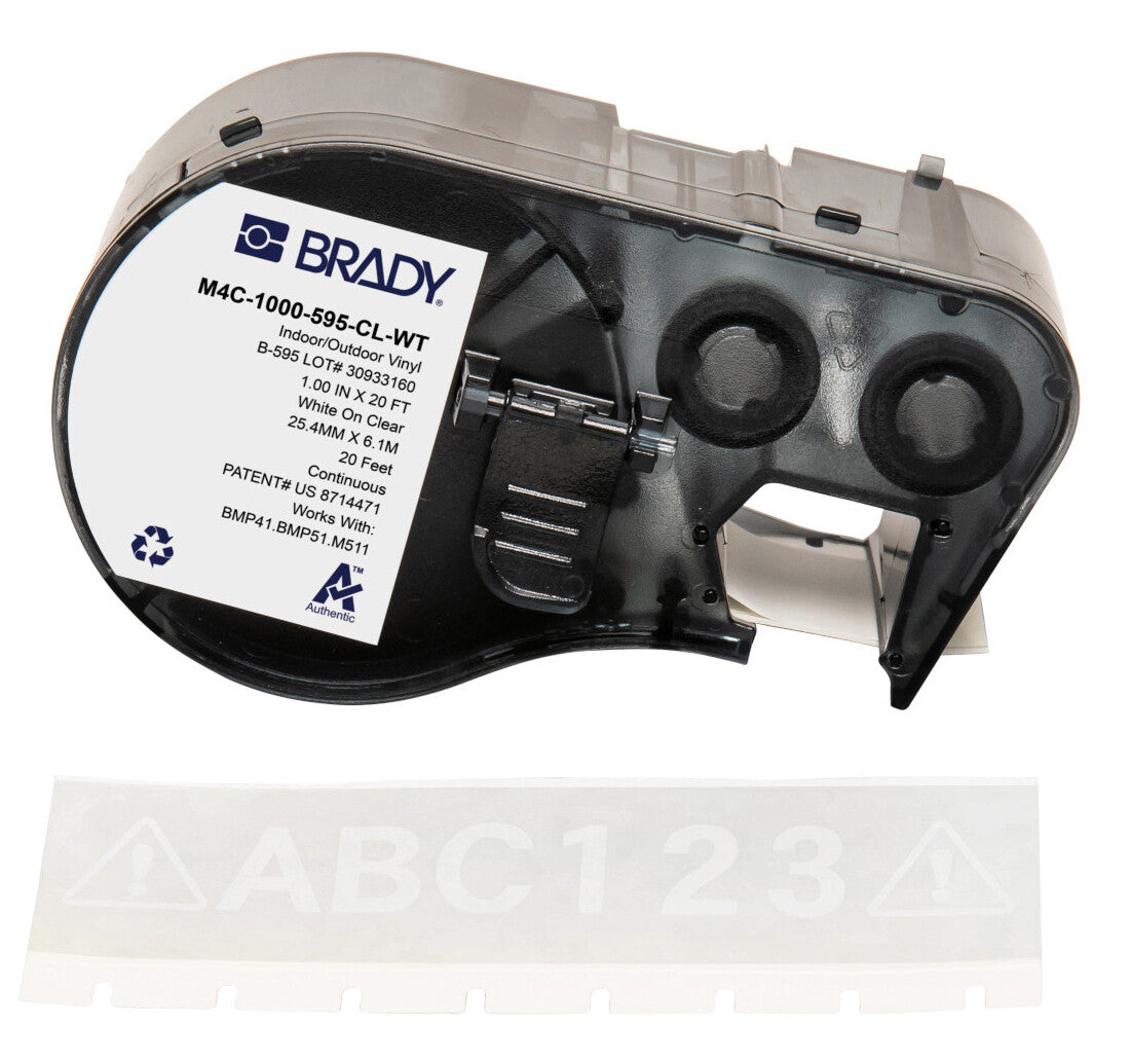 Brady M4C-1000-595-CL-WT printer label Translucent, White Self-adhesive printer label