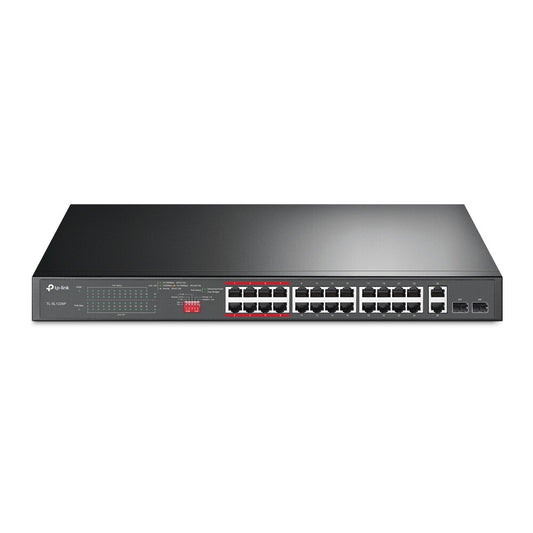 TP-Link 24-Port 10/100Mbps + 2-Port Gigabit network switch, Unmanaged, 26-port, Power over Ethernet (PoE)