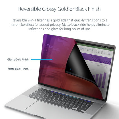 StarTech.com 14-inch MacBook Pro M1 M2 M3 M4 Laptop Privacy Screen, Blue Light Screen Protector, Double-Sided Anti-Glare Matte or Glossy Gold, Laptop Privacy Filter