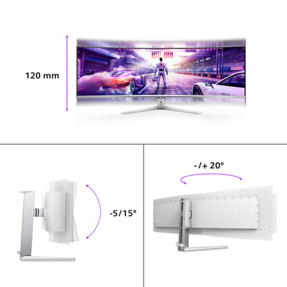 Philips Evnia 8000 49M2C8900/00 computer monitor 124.2 cm (48.9") 5120 x 1440 pixels Dual QHD QD-OLED White