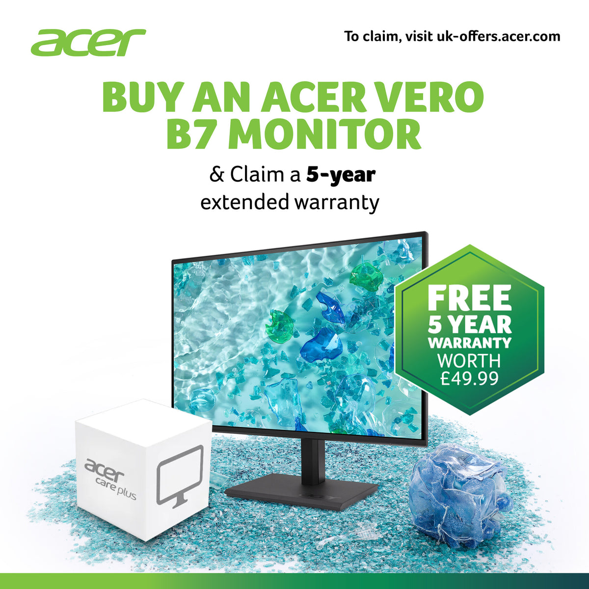 Acer Vero B7 Vero B247YG 23.8" Full HD 16:9 ZeroFrame IPS 120Hz 4ms USB-Hub AdaptiveSync Computer Monitor