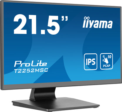 iiyama ProLite 21.5” PCAP 10pt touchscreen monitor featuring IPS panel technology, Edge-to-Edge glass design and anti fingerprint coating