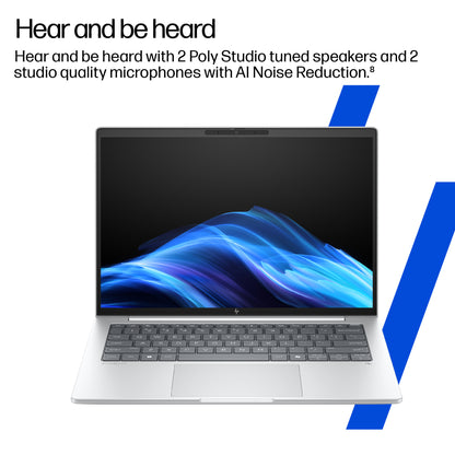 HP EliteBook 8 G1i Next Gen AI Wolf Pro Security Edition Copilot+ PC Intel Core Ultra 7 268V Laptop 35.6 cm (14") Touchscreen WUXGA 32 GB LPDDR5x-SDRAM 1 TB SSD Wi-Fi 7 (802.11be) Windows 11 Pro Silver