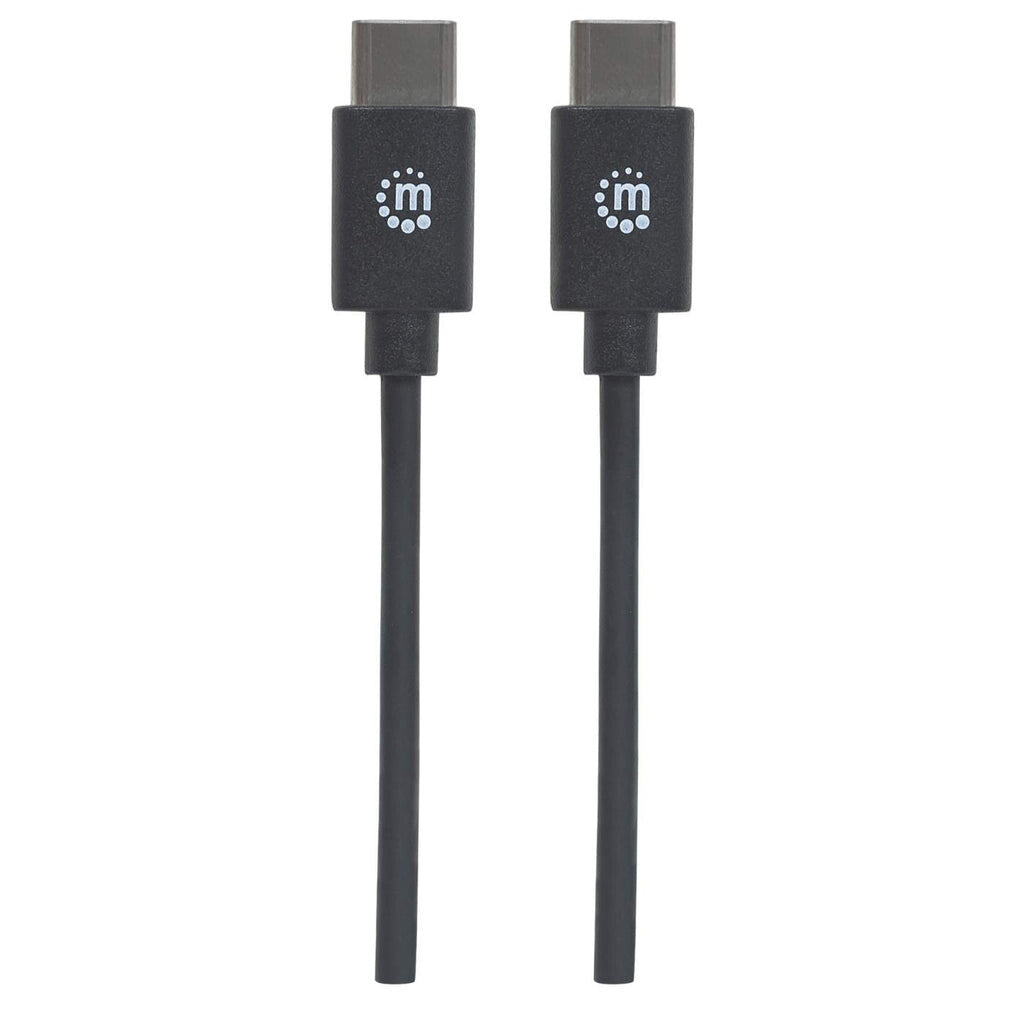 Manhattan USB-C to USB-C Cable, 1m, Male to Male, 480 Mbps (USB 2.0), 3A (fast charging), Equivalent to USB2CC1M, Hi-Speed USB, Black, Lifetime Warranty, Polybag