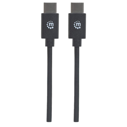 Manhattan USB-C to USB-C Cable, 1m, Male to Male, 480 Mbps (USB 2.0), 3A (fast charging), Equivalent to USB2CC1M, Hi-Speed USB, Black, Lifetime Warranty, Polybag