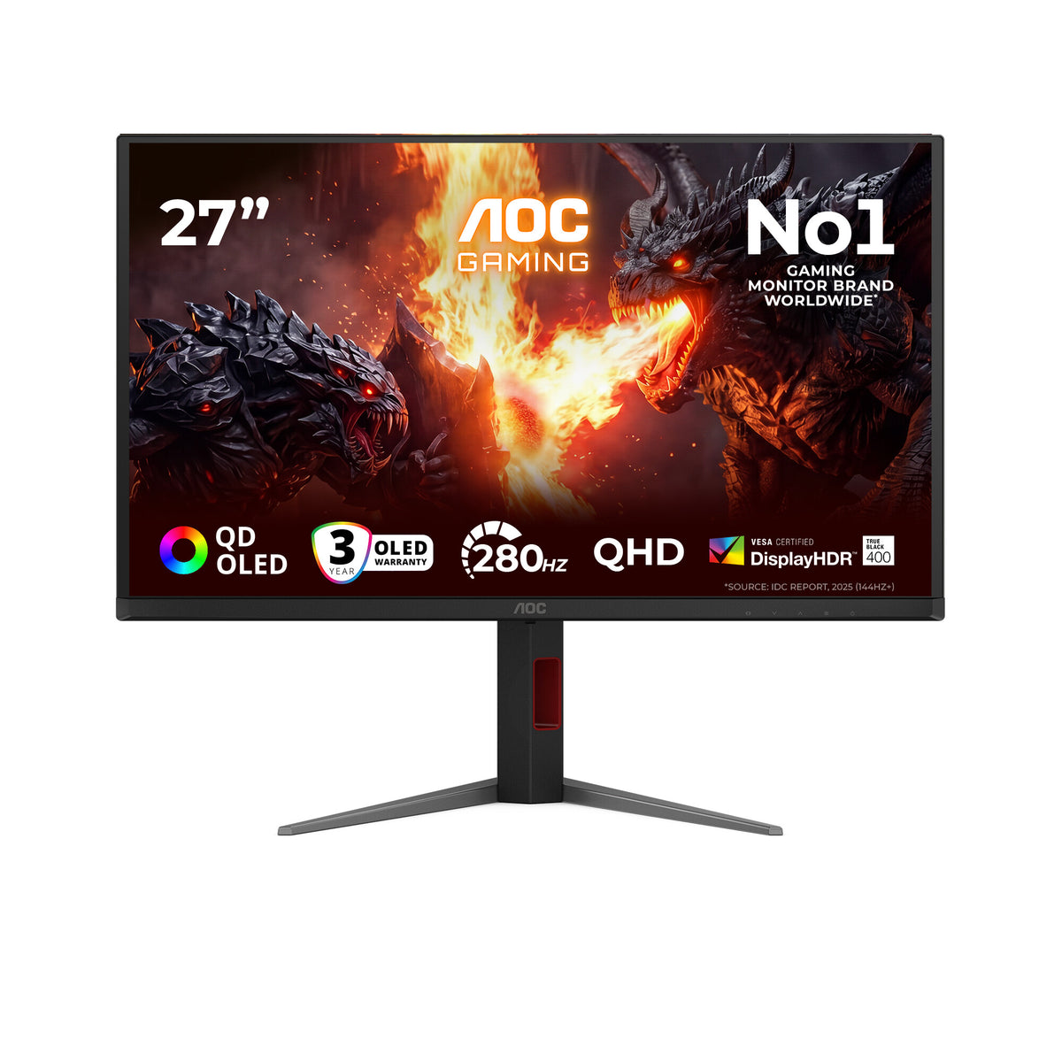 AOC G4 Q27G4ZD computer monitor 67.3 cm (26.5") 2560 x 1440 pixels Quad HD QD-OLED Black, Red