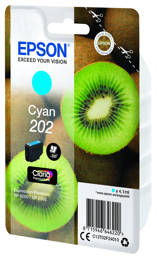 Epson Kiwi Singlepack Cyan 202 Claria Premium ink cartridge
