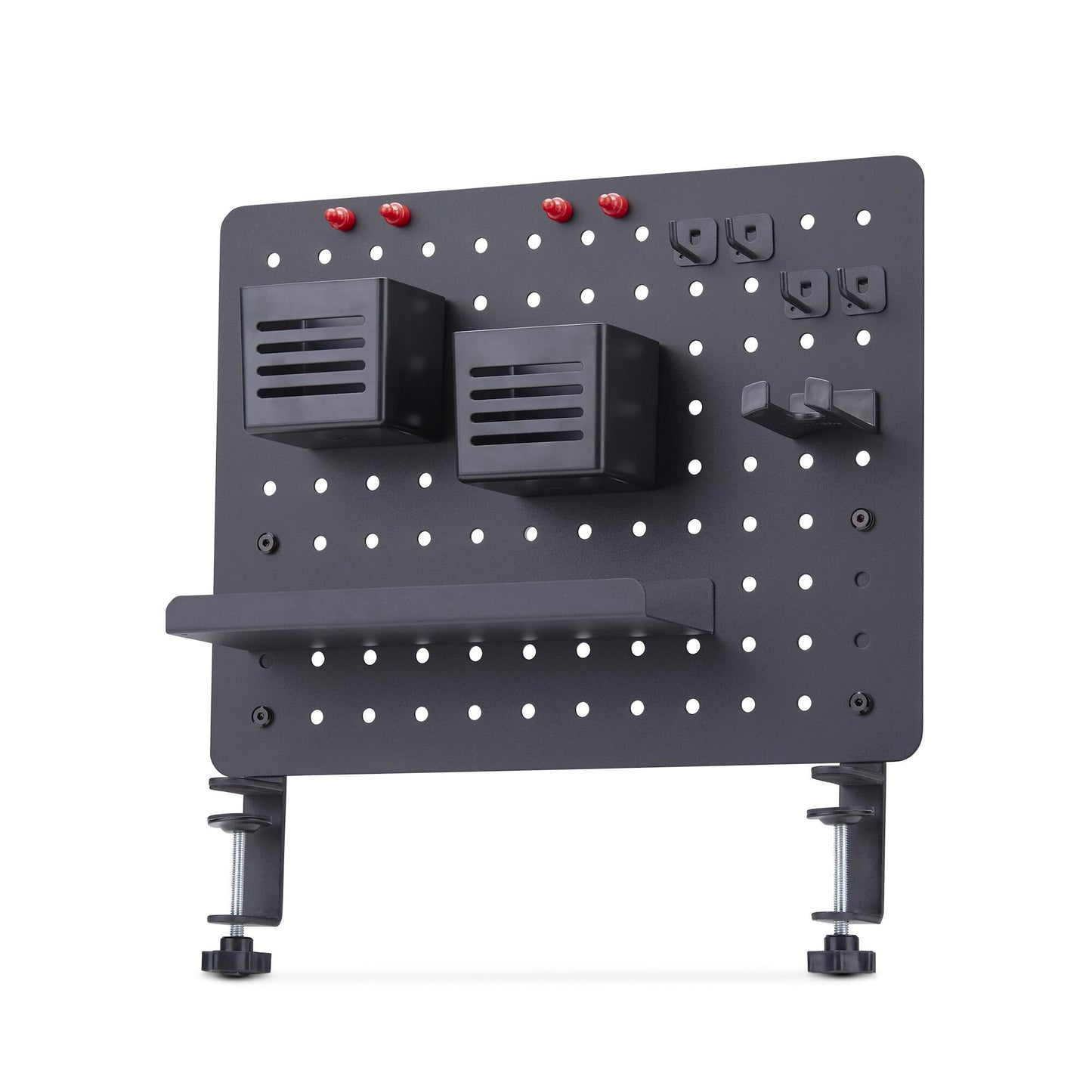StarTech.com Clamp-On Pegboard with Accessories, 16.5 x 12.5in (42 x 32cm), Steel Pegboard, Desktop Storage Organizer, Desk Mount Peg Board, Black
