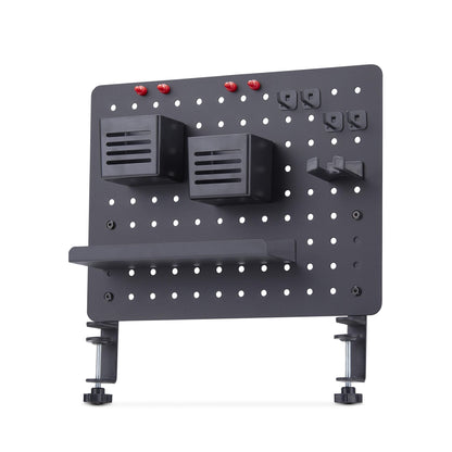StarTech.com Clamp-On Pegboard with Accessories, 16.5 x 12.5in (42 x 32cm), Steel Pegboard, Desktop Storage Organizer, Desk Mount Peg Board, Black