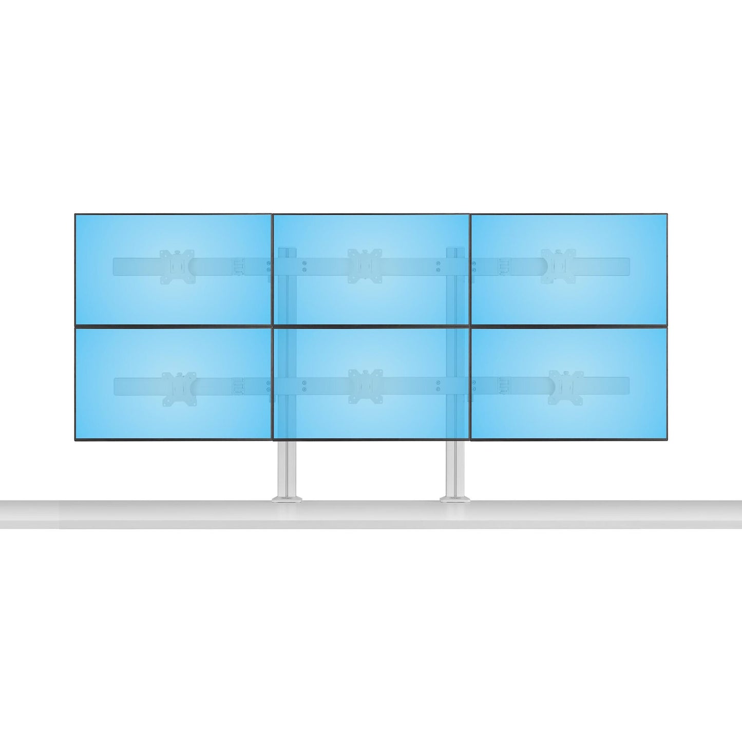 StarTech.com Six-Monitor Desk Mount with Crossbar, Up To 32-inch Computer Screens, Max 17.6lb (8kg) each, Dual Column, C-clamp/Grommet, Height Adjustable
