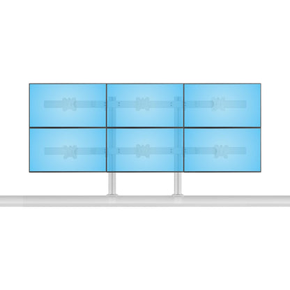 StarTech.com Six-Monitor Desk Mount with Crossbar, Up To 32-inch Computer Screens, Max 17.6lb (8kg) each, Dual Column, C-clamp/Grommet, Height Adjustable