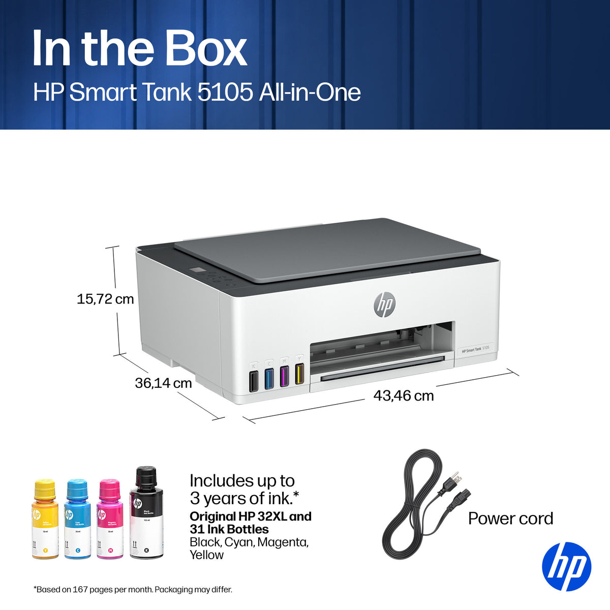 HP Smart Tank 5105 Wireless All-in-One Color Printer, Copier, Scanner