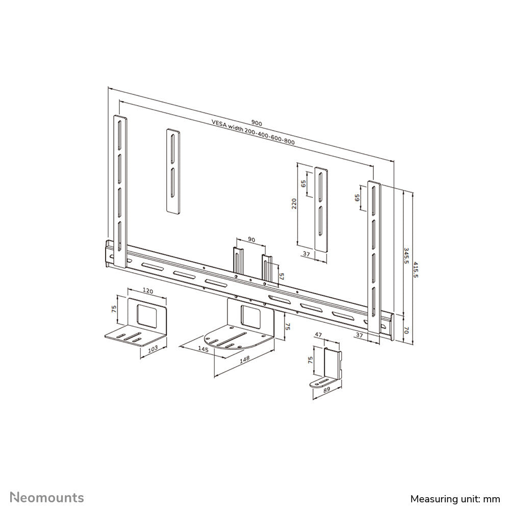 Neomounts AV50-500BL PTZ/UC camera shelf kit 43-110" - VESA - max 5 kg - universal