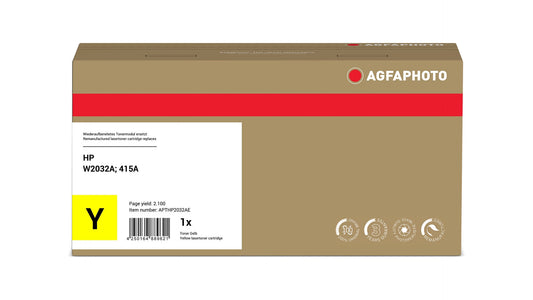 AgfaPhoto Compatible Toner Cartridge, Yellow, Replacement for HP W2032A, 415A, 2100 Pages