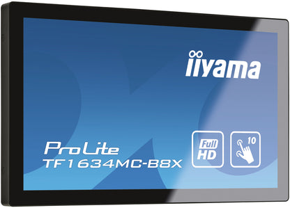 iiyama ProLite TF1634MC-B8X computer monitor 39.6 cm (15.6") 1920 x 1080 pixels Full HD LED Touchscreen Multi-user Black