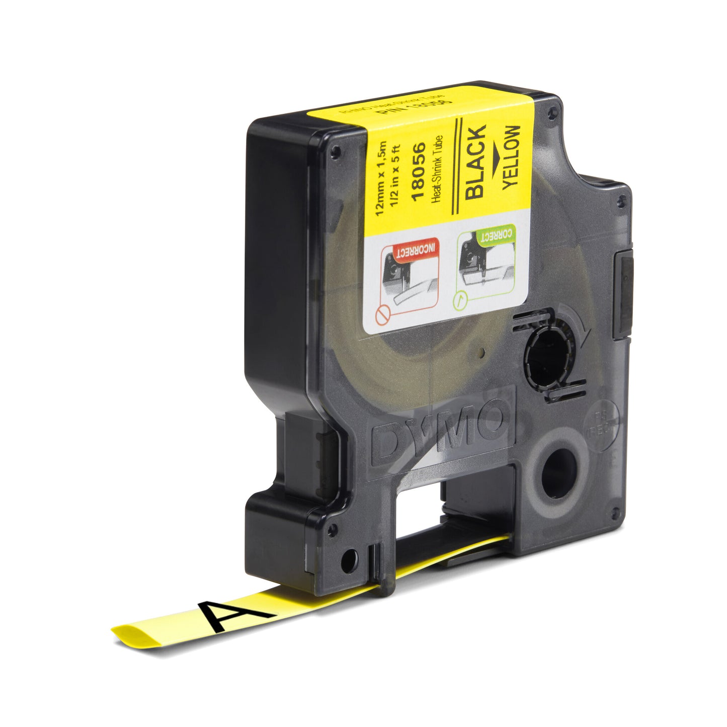 DYMO Rhino Industrial Heat-Shrink Cable Label Tubes | 12 mm x 1.5 m | Black Print on Yellow | for Rhino Label Makers