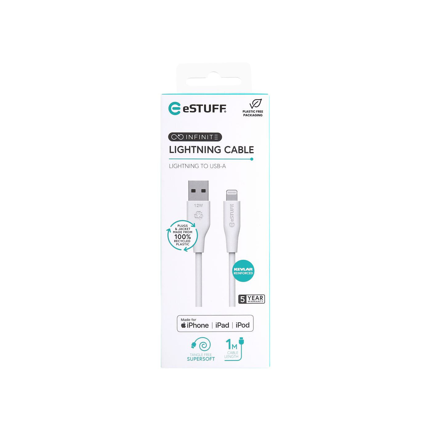 eSTUFF ES601170 lightning cable 1 m White