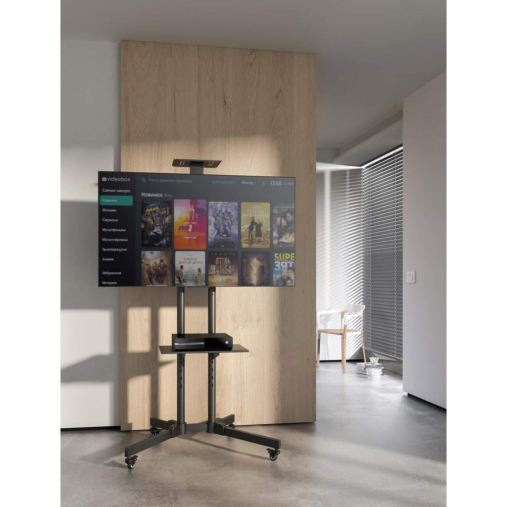 Manhattan TV & Monitor Mount, Trolley Stand, 1 screen, Screen Sizes: 37-65", Black, VESA 200x200 to 600x400mm, Max 40kg, LFD, Lifetime Warranty