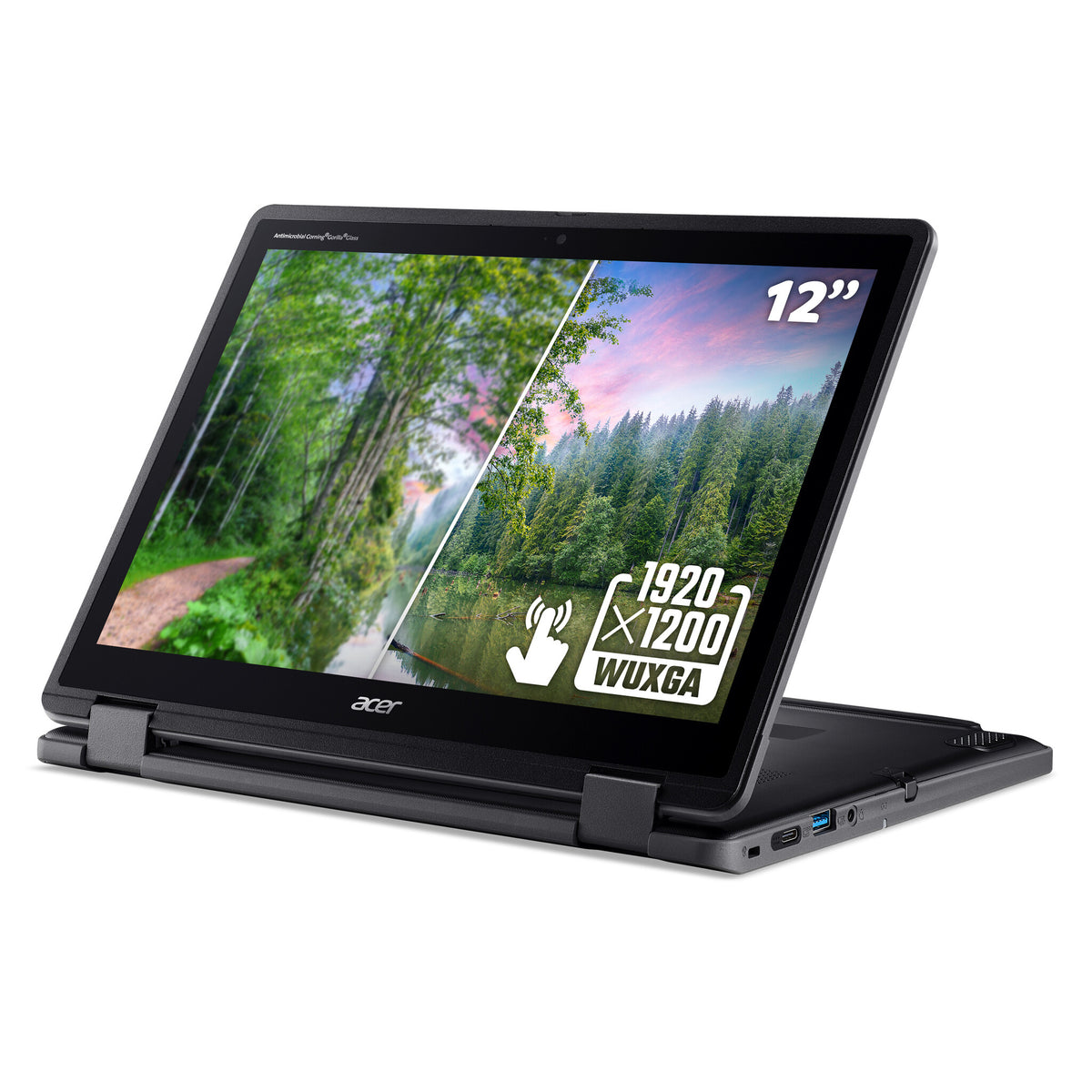 Acer TravelMate Spin B3 B3 Spin 12 convertible laptop (TMB312RN-31) - Intel N150, 8GB RAM, 256GB SSD, 12.2" WUXGA touchscreen, Windows 11