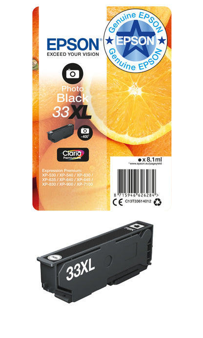 Epson Oranges 33XL Claria Premium Single Photo Black Ink