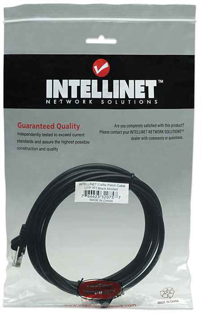 Intellinet Network Patch Cable, Cat5e, 2m, Black, CCA, U/UTP, PVC, RJ45, Gold Plated Contacts, Snagless, Booted, Lifetime Warranty