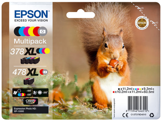 Epson Squirrel Multipack 6-colours 378XL / 478XL Claria Photo HD Ink